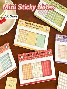 Bộ 3 tờ ghi chú dán phối kẻ caro mới, dòng Romantic, dùng trang trí sổ planner, giấy memo cơ bản - Một cỡ - Xem 8