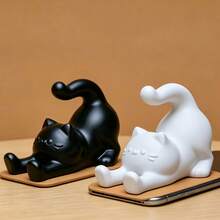 3D Printed Cat Phone Stand, Creative Desktop Phone Holder, Suitable For Office And Home, Slouchy Phone Stand For Watching Videos And Working, Combines Decorative Ornament And Gift Function - A - View 1