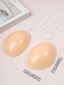 1pc Seamless Cup Bra, (Includes 20pcs Floral Nipple Covers) Off-Shoulder Exposed Cup Design, Transparent Adjustable Straps, Invisible Lingerie, Self-Adhesive Top, Sleeveless Backless Design, Lightweight Invisible, Smooth Touch, Daily Essential - Multi-color - View 4
