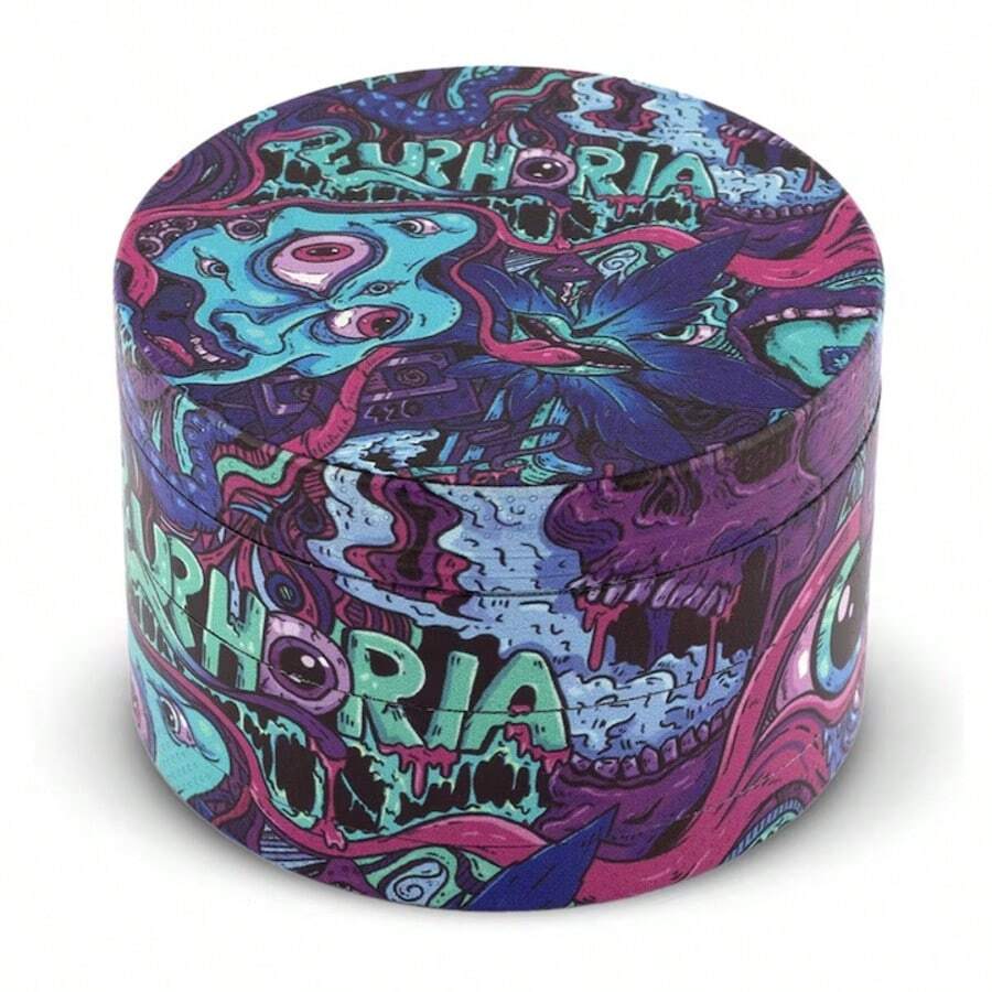 Premium Zinc Alloy Grinder - 50mm UV Printed Graffiti Pattern, Efficient Herb Grinder, Vanilla Crusher, Suitable For Daily Use, Exquisite Gift For Men And Women, Christmas Gift Choice, Best Gift Option - View 1