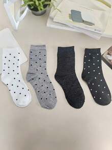 1/4 Pair All-Season Polka Dot Versatile Comfortable Mid-Calf Socks - Multicolor - View 15