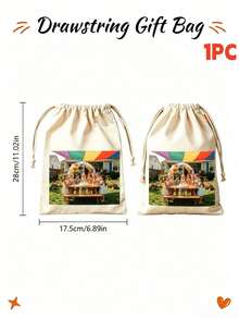 1pc Customized Canvas Tote Bag Inner Pouch Jewelry Bag Reusable Personalized Canvas Handbag With Text & Pattern Design Fashion Shopping Travel Ideal Gift Suitable For Mother's Day Birthday Brand Statement Bag Daily Essentials - Multicolor - View 8