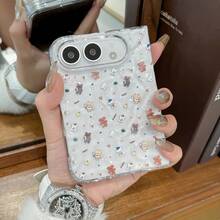 1pc Girls Foldable Phone Case Cute Popular Transparent Wrinkled Full Screen Bear Protective Cover Apple Foldable Phone Case Back To School Gift Graduation Gift Compatible With IPhone Ultra - Multicolor - View 14