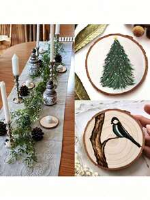 4 Pcs Natural Wood Slices For Table Centerpieces And Crafts - Perfect For Painting, DIY Projects, Wedding Decor, Christmas Decor, Room Decor, Bedroom Decor, Home Decor - Multicolor - View 4