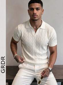 GRDR 男士夏季针织Polo衫，适合户外活动，时尚穿搭必备单品 - 白色 - 查看 4