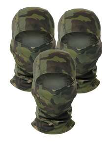 1pc Unisex Camouflage Ski Balaclava Face Mask, Solid Color Balaclava Headwear, Suitable For Daily Use, Outdoor Travel, Hiking, Climbing, Skiing, Cycling - Green Camouflage - View 3
