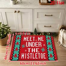 1/2/3pcs Christmas Theme Kitchen Rug, Flannel Kitchen Mat With Red And Green Reindeer And Spruce Pattern, Soft Comfortable Absorbent Non-Slip Machine Washable With Non-Slip Backing, Suitable For Entryway, Living Room, Bedroom, Kitchen, Dining Room, Bathroom, Laundry Room, Hallway, Patio, Multi-Functional Home Holiday Decor Mat - Multicolor - View 16