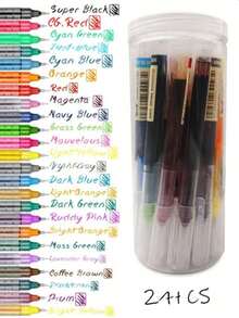 24pcs Liquid Ink Pens, Quick-Dry Signature Pens, 0.5mm Black/Blue/Red Ink, School/Office Essential, Back To School Season - Multi-color - View 5