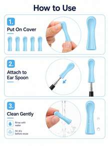 5-10-30pcs Visual Ear Pick Silicone Covers, Blue Replacement Ear Scraper Heads, Universal Soft Silicone Ear Cleaning Accessories, Reusable Visual Ear Cleaning Tool Covers - Blue - View 2