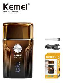 Kemei Men's Portable Electric Shaver, Professional Beard Trimmer, USB Rechargeable Electric Shaver, Hair Clipper, Reciprocating Electric Shaver, For Everyday Use, A Suitable Gift For Boyfriends And Fathers. - Multicolor - View 8