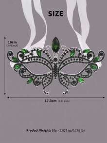 European & American Vintage Gothic Hollow Butterfly Mask, Halloween Party Sparkling Rhinestone Half Face Eye Mask, Alloy Ribbon Ball Mask Face Accessory - Multicolor - View 14