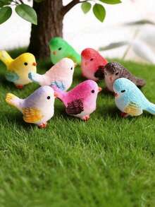 2/12/24 Pcs Cute Cartoon Mini Colorful Resin Bird Micro Landscape Decor, Home Desktop Decoration Gift, Spring Garden Decor, Suitable For Outdoor Yard And Garden, Random Color - Little Bird - View 3