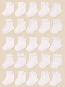 5/10/20 Pairs Random Solid Color Mid-Calf Socks, Girls Ruffle Socks, Soft Casual Multi-Color Socks, Autumn Socks, Halloween Socks, Teen Girls Back To School - Multicolor - View 8