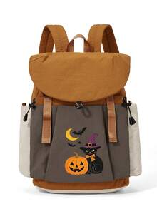 myco bags Unisex Portable Backpack, Halloween Pattern, Durable Polyester, Sturdy Zipper, Adjustable Shoulder Straps, 2D Print, Essential For Outings, Fashionable Student School Bag | Spacious And Convenient, New Back-To-School Bag, Suitable For Commuting, Travel, Casual, College Daily Wear - Multicolor - View 15