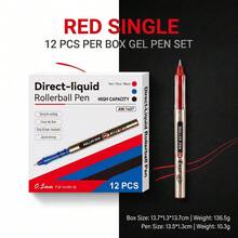 12pcs Direct Liquid Roller Ball Gel Pens, 0.5mm Fine Tip Quick Drying Smooth Writing Pens, Multicolor Black Blue Red, Suitable For Students Office Daily Writing Stationery Supplies - Sets - View 8