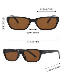 1 Pair Men's Small Square Frame Retro Versatile Cycling Driving Fishing Fashion Glasses - Glossy Black - View 4
