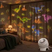 LED Dynamic Dinosaur Projection Light, USB Plug-In Night Light, 360° Adjustable Angle, Whole Room Dinosaur Projection Light, Suitable For Living Room, Party Decoration, Birthday Gift, Christmas Decoration Light - White - View 8