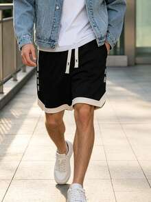 Men's Sports Casual Shorts, Summer Bermuda Shorts, Personalized Black Autumn Shorts - Black - View 2