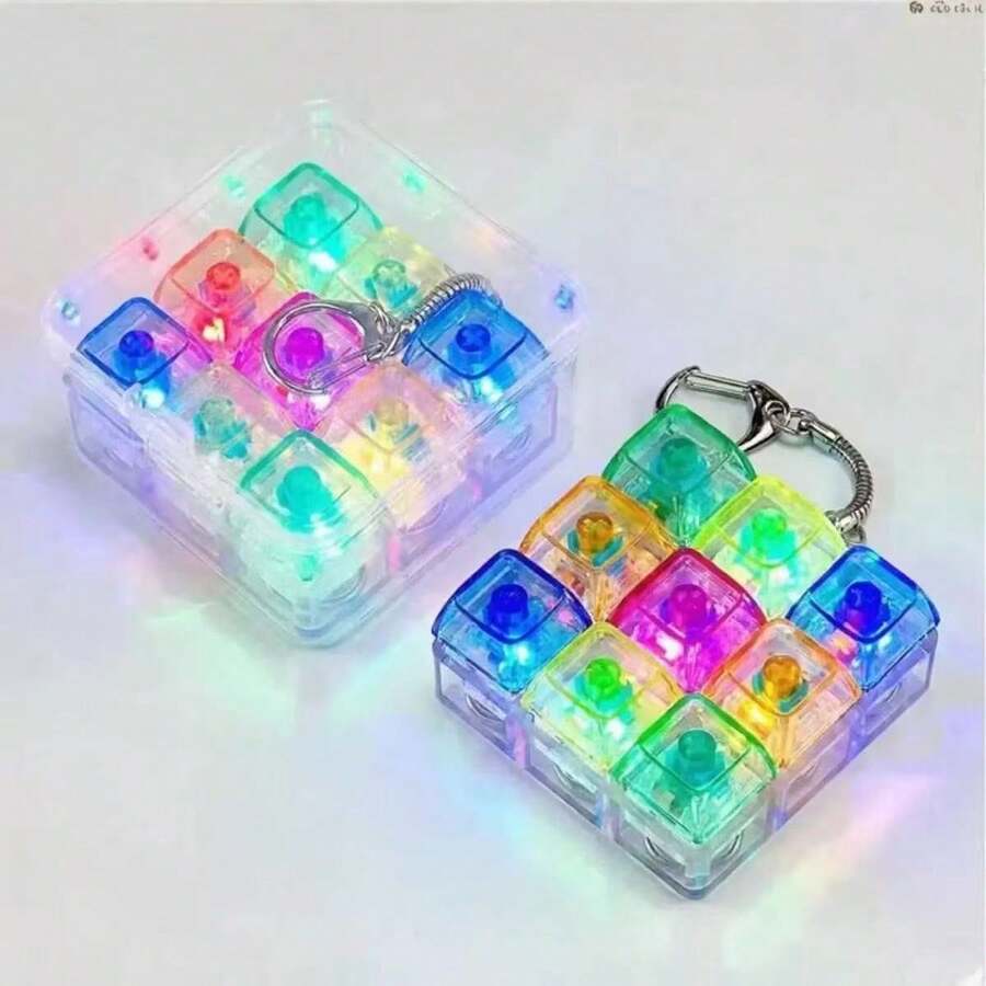 Light-Up Keyboard Fidget Toy, LED Sensory Keychain For Anxiety Relief - Clear - View 1