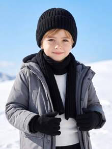 3 piezas/Set Gorro de punto unisex para niños pequeños + Guantes + Bufanda Conjunto de 3 piezas, Conjunto de 3 piezas de invierno, Conjunto térmico de punto para niños pequeños otoño invierno, Conjunto de 3 piezas de gorro bufanda guantes para niños, Conjunto de 3 piezas de invierno de punto para niños y niñas pequeños - 3 piezas - Ver 14