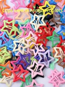 200/100/50/10pcs/Set Y2K Colorful Star Hair Clips, Random Color, Sweet Hair Accessories - Suitable For Girls And Women, Daily Essential - Multicolor - View 6