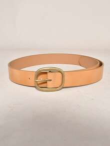 1pc Versatile Minimalist Fashion PU Leather Women's Belt - Khaki - View 3