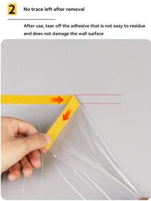 Pre-Applied Transparent PE Masking Film (20m/787.4in Long), Waterproof Dustproof Protective Film, Suitable For Travel, Decoration, Moving And Furniture Painting Protection, All Seasons - Multicolor - View 7