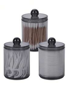 Dispenser Tempat Cotton Bud, Cocok untuk Cotton Bud dan Tusuk Gigi - Set Toples Apotek Plastik Hitam 10 Oz, Cocok untuk Penyimpanan dan Pengorganisasian Kamar Mandi, Kotak Penyimpanan Rias Wajah - Beraneka warna - View 12