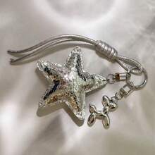 1pc Silver Women's Bag Charm, Keychain - Silver - View 2
