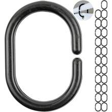 Set Of 24 Plastic Shower Curtain Hooks In Black, Inner Size 4.6 X 2.9 Cm, C‑Ring Fasteners For Hanging Shower Curtains - 24 Pcs - View 11
