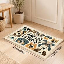 1pc Cartoon Dog Pattern Printed Faux Cashmere Kitchen Mat, Absorbent Kitchen Floor Mat, Kitchen Rug, Long Runner Mat, Sink Front Mat, Suitable For Kitchen, Bathroom, Entryway, Hallway, Laundry Room And Home Decor - Multicolor - View 12