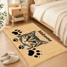 1pc, Calico Cat Pattern Printed Faux Cashmere Kitchen Mat, Absorbent Kitchen Floor Mat, Kitchen Rug, Long Strip Foot Mat, Sink Front Mat, Suitable For Kitchen, Bathroom, Entryway, Hallway, Laundry Room And Home Decor - Multicolor - View 9