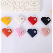 1pc Mixed Color Heart-Shaped Data Cable Storage Box, Earphone Cable Winder Storage Box, PU Leather Cable Organizer, Unisex Gift, Anti-Loss Cable Winder, Bohemian Style, Recommended 1-2 Cables Per Box - Multicolor - View 5
