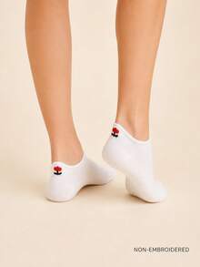 5pairs Butterfly & Floral Pattern Invisible Socks - White - View 3
