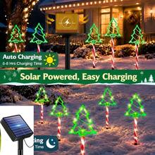 Waterproof Glowing Christmas Tree Candy Cane Ground Lights, Multi-Color Outdoor Pathway Lights, Front Yard Driveway Holiday Decorative Lights - Warm White - View 6
