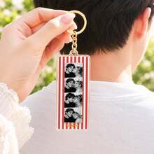 Personalized Photo Booth Acrylic Bar Keychain, Customized Couple Photo Pendant, Letter Heart Bag Strap, Gift For Best Friend - Multicolor - View 5