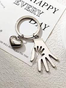 Parent-Child Palm Splicing Heart Keychain, Gentleman Tie & Lady Couple Metal Pendant, Creative Commemorative Gift, Bag Charm, Halloween & Valentine's Day Gift, Key Chain - Multicolor - View 12
