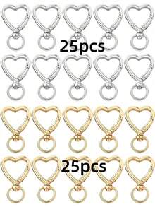 10/30/60/100pcs Heart-Shaped Keychain Swivel Hooks, Key Ring Making Accessories Pendant Carabiner Clips DIY Handmade Cute Spring Buckle Key Rings, Handbags - Color Mixing - View 27