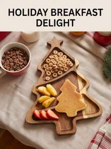 1pc Acacia Wood Tray, Multi-Functional Rustic Style Snack Plate, Appetizer Platter, Meat Board, Serving Bowl, Suitable For Kitchen Countertop, Coffee Table And Home Decor. Perfect For Serving Snacks, Desserts And Fruits - Suitable For Christmas, Easter, Halloween, Back To School, Great Choice For Home Decor And Gift Giving - View 9