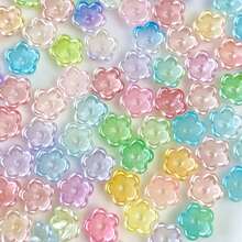 120pcs 8mm Multicolor Five‑Petal Flower Acrylic Center Hole Loose Beads For DIY Bracelets, Phone Charms, Keychains Handmade Craft Supplies - Multicolor - View 6