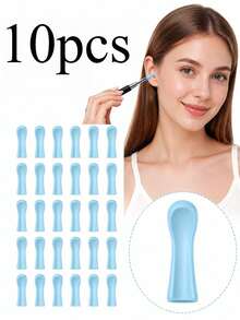 5-10-30pcs Visual Ear Pick Silicone Covers, Blue Replacement Ear Scraper Heads, Universal Soft Silicone Ear Cleaning Accessories, Reusable Visual Ear Cleaning Tool Covers - Blue - View 8