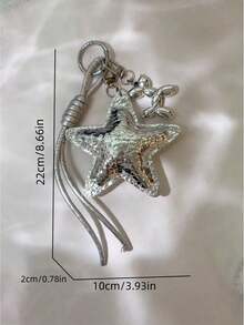 1pc Silver Women's Bag Charm, Keychain - Silver - View 3
