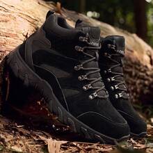Vintage Style Men's High-Top Casual Boots Lace-Up Thick Sole Design Multi-Color Options Daily Commute Shoes - Black - View 7