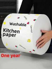 Washable Kitchen Paper Towels, Disposable Cleaning Wipes, Strong Absorbency, Non-Greasy, Roll Format, Random Pattern, Suitable For Kitchen, Car, Living Room, Bathroom, Bedroom And Other Places, Kitchen Cleaning Essential - A - View 2