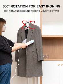 Vertical Home Steamer Stand, Ironing Storage Set, Includes Steamer Rack, Handheld Ironing Board, Clothes Brush And Storage Bag, Handheld Ironing Independent Support Stand, Foldable Floor Standing - C - View 11