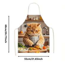 1pc Cartoon Cute Cooking Cat Creative Print Apron - Sleeveless Design, Durable And Comfortable Fit, Featuring Cat Cooking Pattern, Suitable For Cooking, Baking And Home Cleaning, Household Cleaning, Housework Apron, Hand-Painted Gardening Apron, Fun Home Gift - Multicolor - View 15