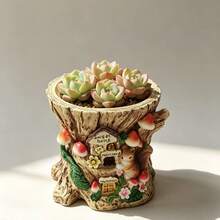1PC Tree Stump Squirrel Resin Planter, Fairy Tale Style 3D Embossed Craft, Vivid And Cute Design. Suitable For Planting Succulents, Desktop Balcony Garden Decoration Ornament. - Squirrel Flower Pot - View 3