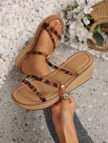 Spring/Summer New Vintage Classic Wedge Platform Sandals For Women, Casual Comfortable Open Toe Sandals For Outdoor Wear - Multicolor - View 1