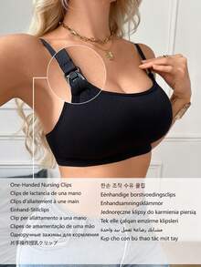 Seamless Wire-Free Maternity Nursing Bra - Removable Pads And Adjustable Straps - Black - View 4