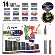 Flysea New Colorful Series 14pcs/Box, Vibrant Macaron Dopamine Gray Blue Green Brown And Other Professional Acrylic Marker Pens, New Free Ink System, Multiple Color Combinations Available, Newly Launched, Better Quality, Smoother Writing Experience, Designed For Professional Artists - Sets - View 23